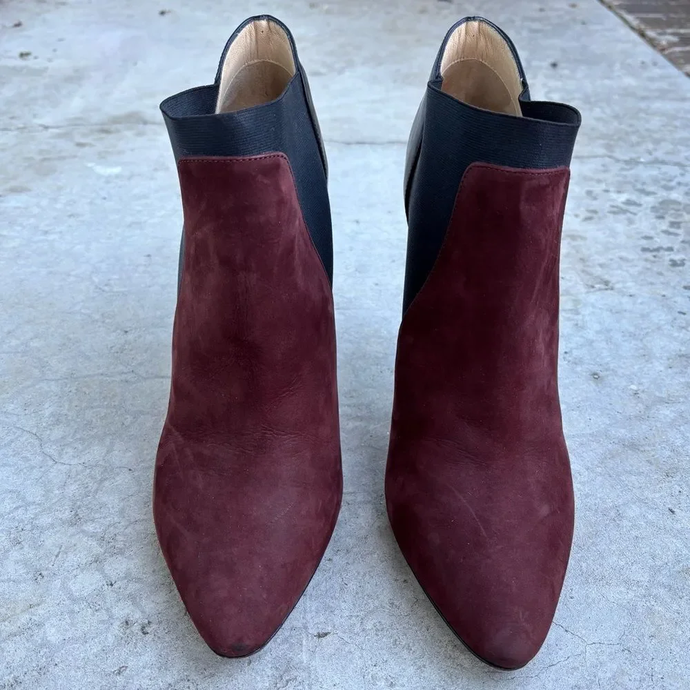 Jimmy Choo Delve Booties Heels Black Burgundy Maroon Suede Heeled Boots 42